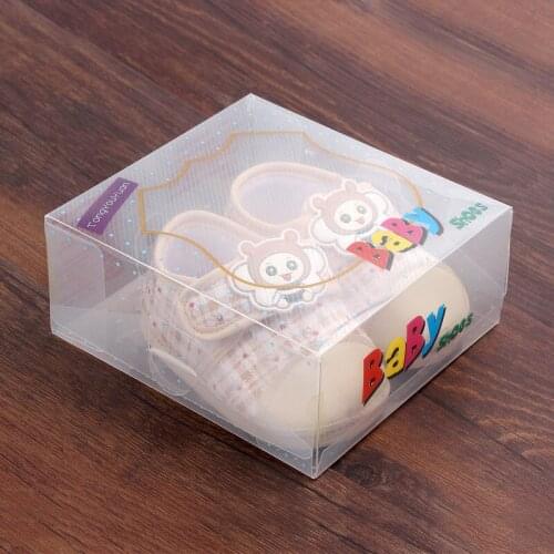 100Pcs/Lot 14cmx13cmx6cm Cartoon PVC Plastic Baby Shoe Box Retail Packaging Box Transparent Packing Decoration Boxes Wholesale