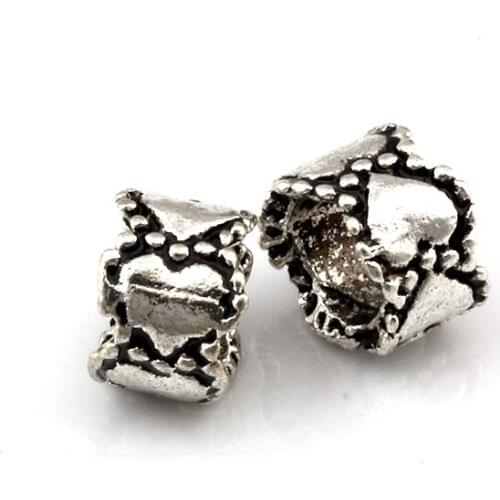 15Pcs Alloy Big Hole Heart Spacer Beads For Jewelry Making Bracelet Necklace DIY Accessories 6.5x8.8mm D-84