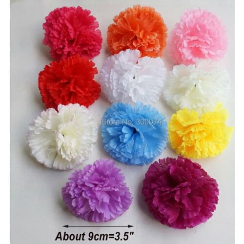 50 PCS 9cm Wedding Decoration Silk Carnation Flower Head White Decorative Fabric Flowers Event&Party Supplies For Wedding Flori