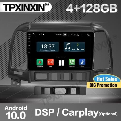 128G Carplay Car Radio 2 Din Stereo Receiver Android 10 For Hyundai Santa Fe 2006 2007 2008 2009 2010 2011 GPS Player Audio Unit