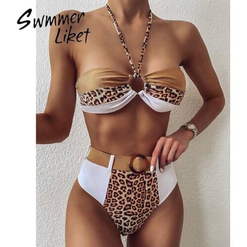 High cut leopard print bikini 2020 new High waist swimsuit female bathing suit Retro push up swimwear women bathers two piece