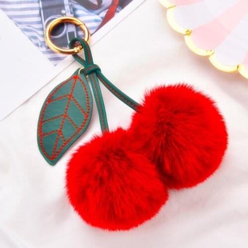 Personalized Fluffy Fur Ball Key Chain Cute Pompom Artificial Rabbit Fur Keychain Women Car Bag Key Ring Holder Jewelry EH315