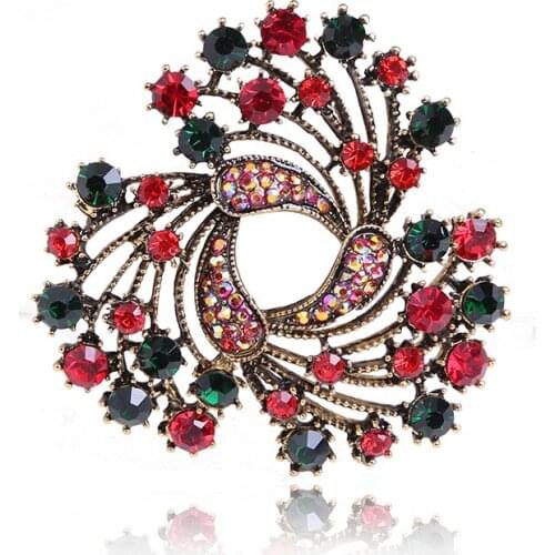 Fashion Women Crystal Rhinestone Garland Brooch Cyclone Star Plated Gold Color Pins For Women Wedding Party Collar Pin Corsage