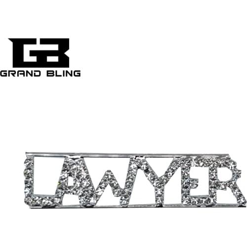 Crystal Professions Theme Lapel Pin Unique Gift "Lawyer" Word Brooch