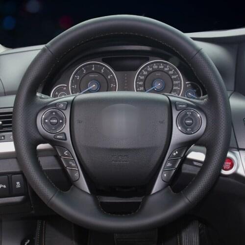 Handsewing Black Artificial Leather Steering Wheel Covers for for Honda Accord 9 2013-2017 Crosstour 2013-2015