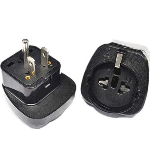 Black 10A 220V CE certified embedded plug-in connector EU to US travel plug adaptor for Europe Germany Italy