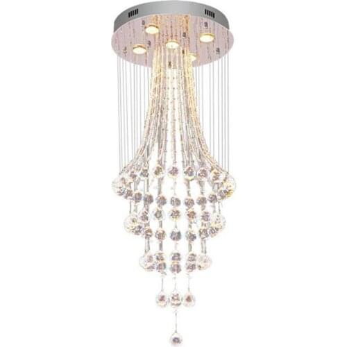 D45*H110cm Modern Contemporary Crystal Staircase Chandelier,Raindrop Lustres lighting for Staircase Living Room Foyer Flush Moun