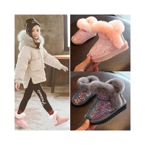 2021 Winter Kids Fashion snow boots thick Child Genuine Leather warm plush soft bottom baby girls boots winter ski boot for baby