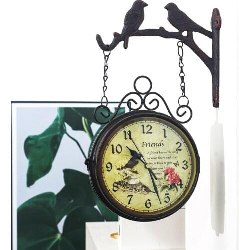 Double-Side Wall Clock 8inch Silent Clocks Train Side Mount Indoor Outdoor
