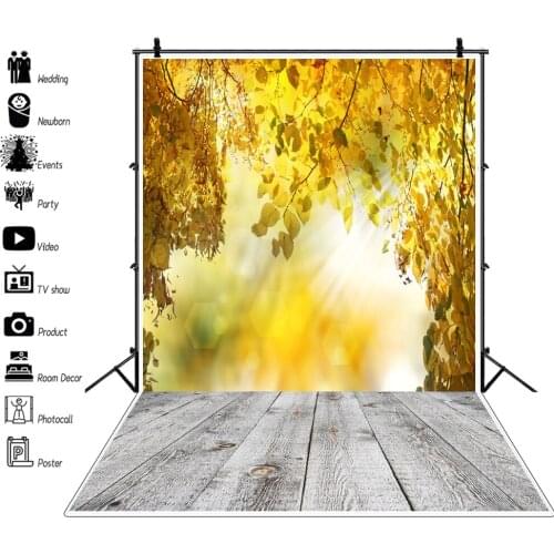 Yeele Autumn Scene Backdrop Wood Board Golden Maple Photography Baby Birthday Background Photo Studio Photophone Photographic