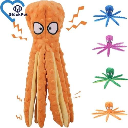 Dog Squeaky Toys Octopus - No Stuffing Crinkle Plush Dog Toys for Puppy Teething, Durable Interactive Dog Chew Toys For Dogs