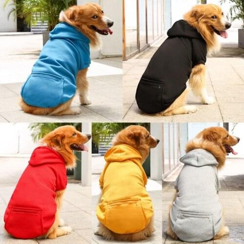 Classic Pet Dog Hoodies Winter Warm Dog Clothes With Pocket Windproof Pet Apparel For Small Medium Large Dog Sweatshirt Jacket