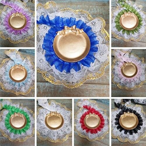 Creative Candy Color Double Layer Pleated Gold Thread Embroidery 6cm Wide Lace Trim DIY Ladies Girls Dress Skirt Sewing Fabric