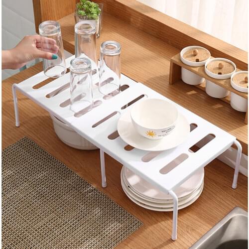 Kitchen Retractable Plastic Storage Rack Floor Seasoning Tableware Storage Rack Space Saving Cabinet Layered Organizer Shelves