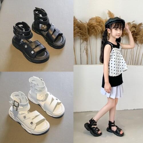 Princess Summer Gladiator Sandal For Girls Kids Beach Shoes Children’S Rivet Fashion Roman Sandals Little Girl Shoes Black 2021