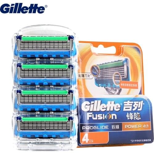 Gillette Fusion Proglide Power Razor Blades 5 Layers Shaving Blades for Men Face Care Safety Replacement Heads 4Pcs/pack