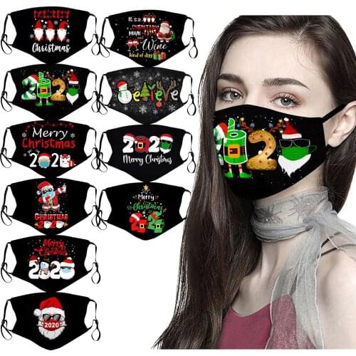 Christmas Reusable Face Mask Wrap For Adult Women Man Masks +2 Replacement Gaskets cubre bocas lavable Skin Care mask for face