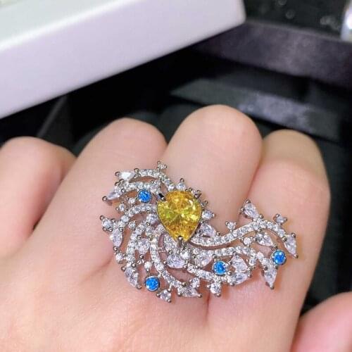 Fashion Exaggerated Rings Geometric Design Full Inlay Shiny Zircon S925 Silvery Luxury Jewelry For Women Wedding Cocktail Party