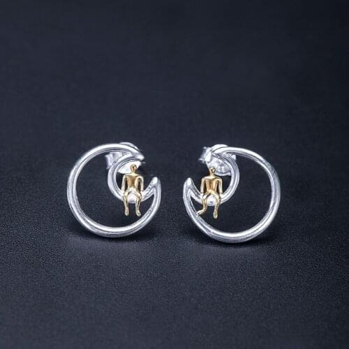 VLA S925 Sterling Silver Fashion Earrings 2021 trend creative simple walking On The Moon Earrings Jewelry Accessories