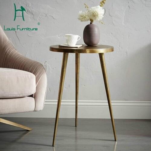 Louis Fashion Coffee Tables Nordic Modern Simple Living Room Round Golden Bed Side