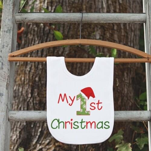 Boy girl My First Christmas Bib Christmas eve Holiday Party decoration supplies Baby Shower gift