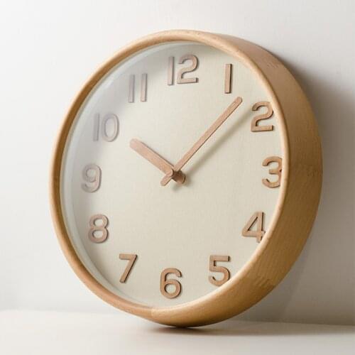 Nordic Solid Wood Wall Clock Simple Modern Design Japanese Personality Style 3D Decoration Hanging Watch Wall Clocks Home Decor