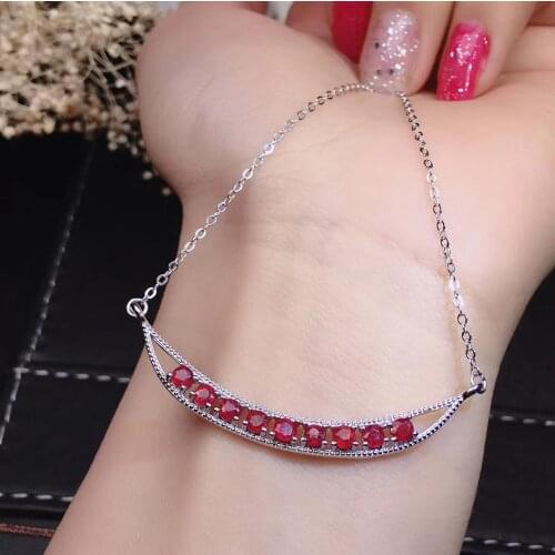 Natural red ruby necklace Pendant S925 silver natural gemstone necklace Elegant Smiling boat woman wedding gift fine jewelry