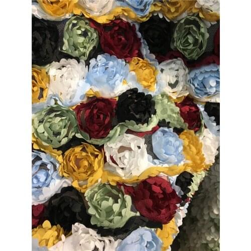 Latest colorful 3d flowers Mesh Lace embroidered Lace fabric JRB-11244 FOR WEDDING or fasshion dress decoration