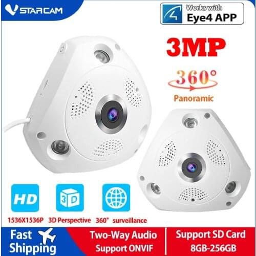 Vstarcam 360 Camera IP 3MP Fish Eye Panoramic 1080P WIFI PTZ CCTV 3D VR Video IP Cam Micro SD Card Audio Remote Home Monitoring