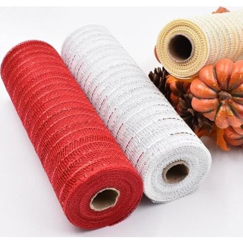 Poly Mesh Ribbon With Metallic Foil Garland Wreath Packaging Net Flower Bouquet Wrapping Decorating Cloth DIY Handmade Fabric