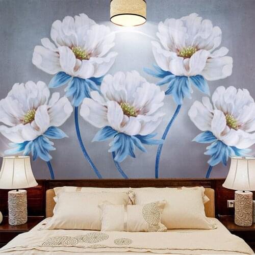 Custom Modern Minimalist 3D Stereo Peony Wall Cloth Sofa Bedroom Living Room TV Background Wall Mural Wall Paper Home Furnishing