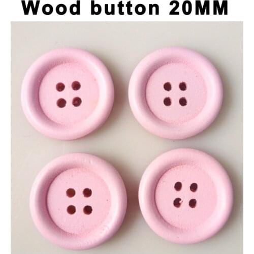 50PCS 20MM painting pink wooden buttons coat boots sewing clothes accessories Decoration button MCB-147