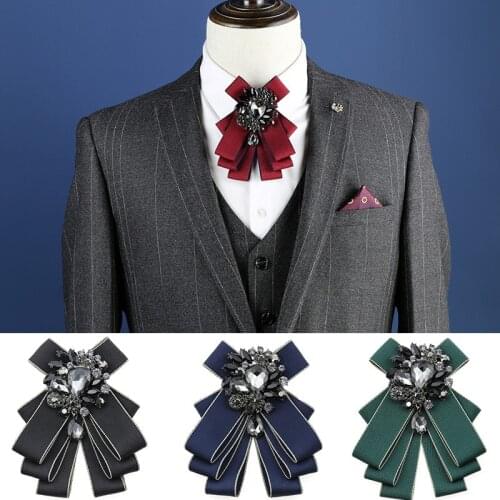 Luxury Rhinestone Bow Tie High-end Mens Wedding Korean Fashion Groom Host Business Shirt Accessories British Handmade Bowtie