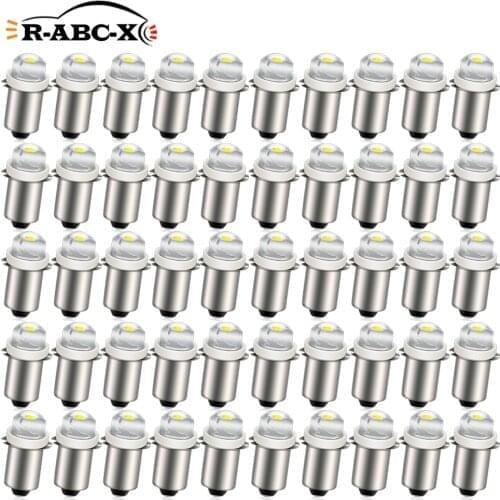 RUIANDSION Wholesale 100X P13.5S PR2 E10 Screw 0.5W 100Lm MagLite Flashlight LED Bulb 3V 4.5V 6V 9V 18V 2D 3D 4D 6D 6000K 4300K