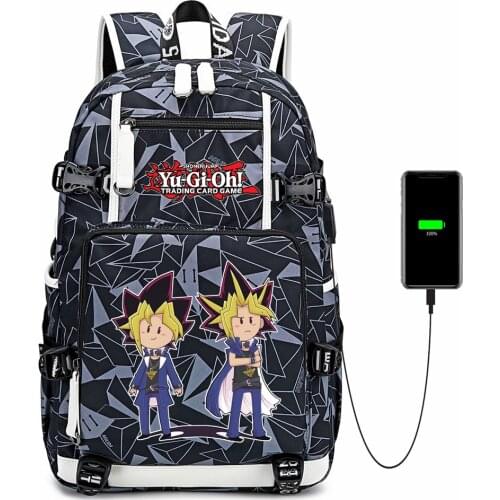 Anime Duel Monsters Backpack USB Charging School Bag Mochila Casual Teenger Oxford Shoulder Travel Bag Laptop Bag Rucksack