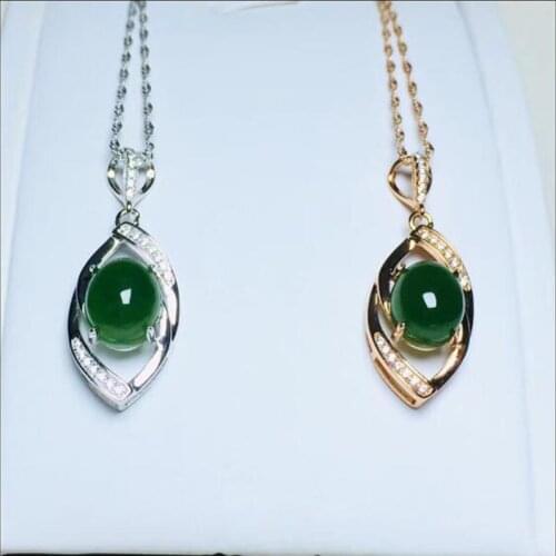 S925 Sterling Silver Natural Hetian Jasper Gems 8*10mm Water Drop Neck Pendant Necklace For Womens Jewelry Christmas Gift