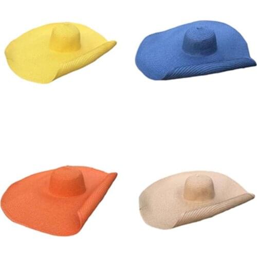 25CM Wide Brim Beach Hats For Women Oversized Large Straw Cap UV Protection Foldable Sun Hat Seaside Sun Cap Dropshipping панама