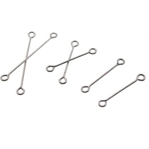 100pc Double Holes Stainless Steel Heads Eye Pins Connecto For Jewelry Making DIY Earring Bracelet Necklace Findings Accessories