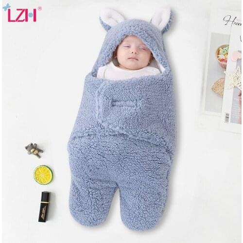 LZH 2021 Sleeping Bags For Baby Boys Autumn Winter Warm Baby Girls Sleeping Bag New Envelope For Newborns Kids Romper 0-3 Months