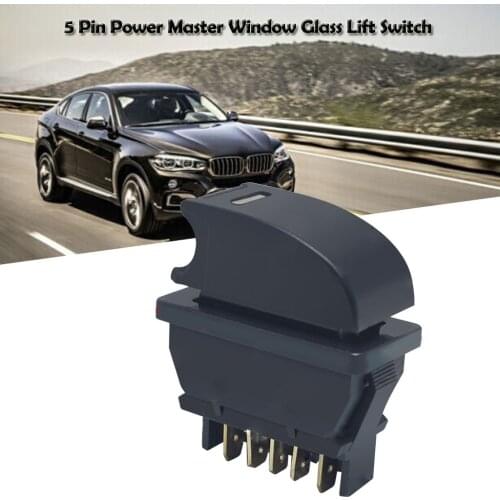 Universal Plastic Direct Current 12V Auto Car Power Window Switch 5 Pins Black Power Master Window Glass Lift Switch Button #30