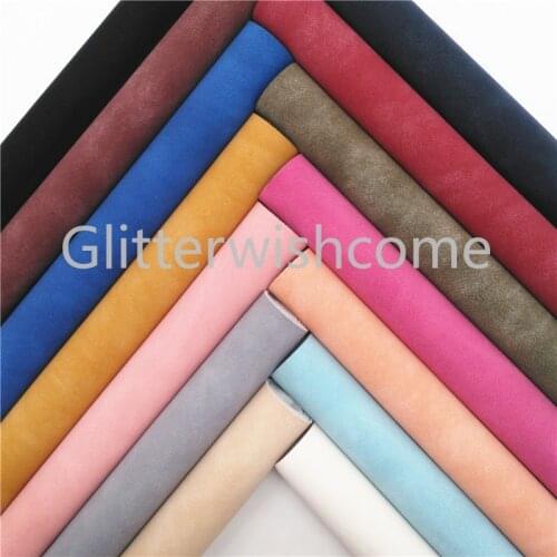 Glitterwishcome 21X29CM A4 Size Vinyl For Bows Two Tones Suede Leather Fabric Faux Leather Sheets for Bows, GM685A