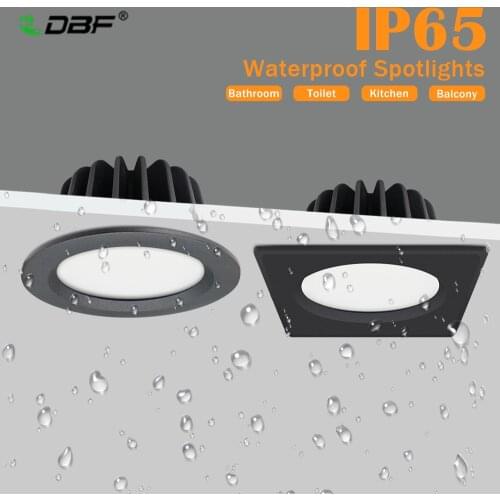 [DBF]IP65 Waterproof Bathroom Light 5W 7W 9W 12W 15W Round/Square Recessed Spot Lamp Bathroom Ceiling Light 3000K/4000K/6000K