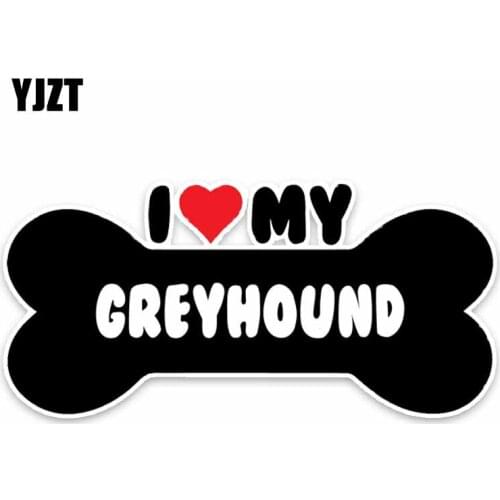 YJZT 15*7.1CM I Heart My Greyhound Bone PVC Car Bumper Car Sticker Decals C1-4178