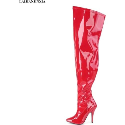 LAIJIANJINXIA New Sexy Clubbing 12cm High Heels Boots Fashion Pole Dancing Boots Over The Knee Boots Women Motorcycle Boots A069