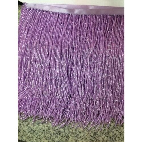 Purple beading fringe Tassel lace latin trimming lace 15cm width for decoration dress/fashion designer