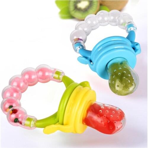 1PC Baby Nipple Fresh Food Fruit Milk Feed Rattle Bottles Nibbler Learn Feeding Drinking Water Straw Handle Teething Pacifier
