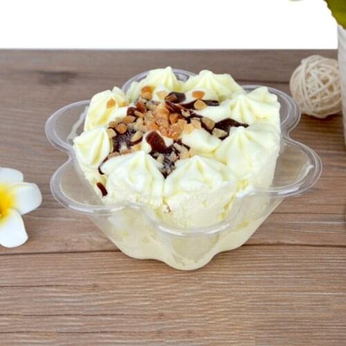 10Pcs Disposable Plastic Transparent Ice Cream Soup Candy Salad Plum Blossom Shape Kitchen Ice Cream Bowl Kitchen New