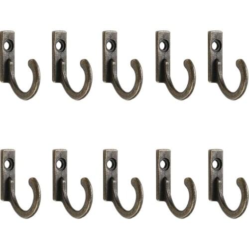 10 Pcs Storage Rack Single Prong Hook Bronze Silver for Coats Hats Cloth Hanger