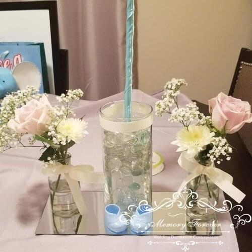 12 Inch 2mm Thick Acrylic Mirror Vase Table Wedding decor Plates for Candle Holder Mirrored Candle Stand Round Square for Party