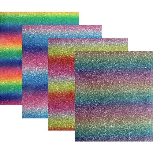 12"x10" Bundle 4 Assorted Colors Glitter Rainbow Heat Transfer Vinyl Iron on T-Shirt HTV Cricut Film for Clothing Fabric DIY